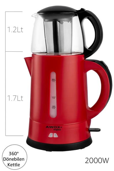 Teaplus Cam Demlikli Elektrikli Çay Makinesi Kırmızı - 2