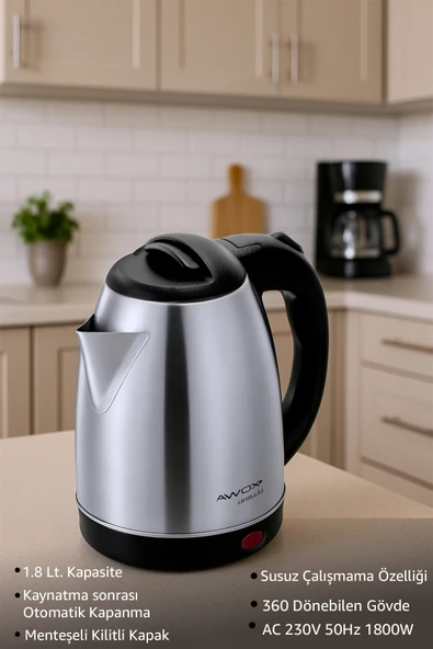 Awox Armada Inox Su Isıtcı Çelik Kettle 1.8 Lt. - 2