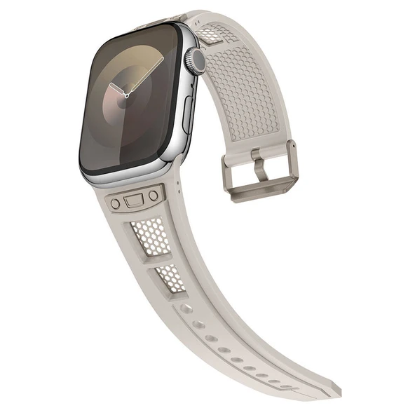 Apple Watch 44/45/46/49mm Kordon Delikli Metal Süslemeli Desenli Silikon Band 117 2/3/4/5/6/se/7/8/9/10/11/ultra - 12