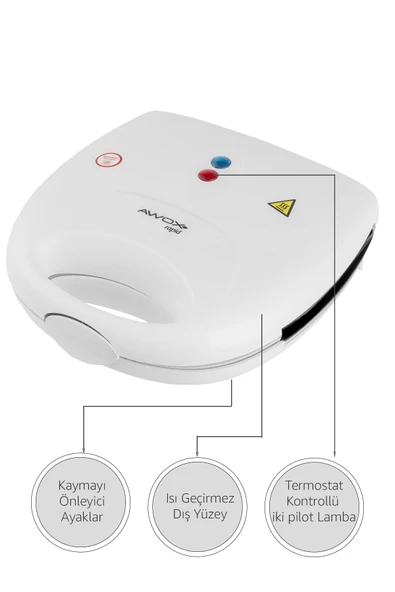 Awox Rapid Seramik Tost Makinesi Mini Tost Makinesi Beyaz - 2