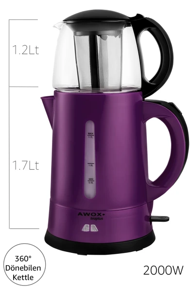 Teaplus Cam Demlikli Elektrikli Çay Makinesi Mürdüm - 2