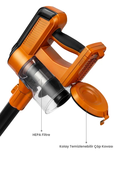 Awox Şarjlı Dikey Süpürge Kablosuz Süpürge SL596 Gri-Kırmızı - Resim 4