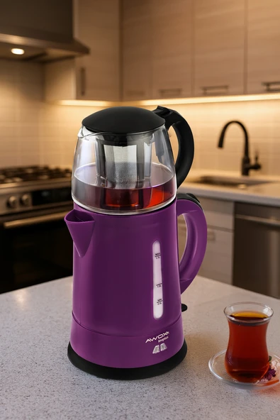 Teaplus Cam Demlikli Elektrikli Çay Makinesi Mürdüm