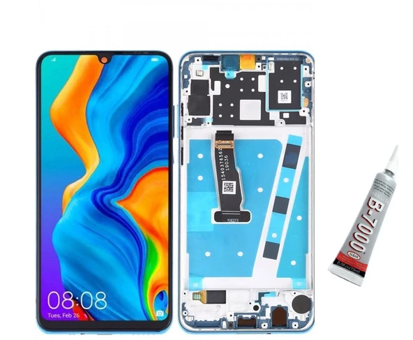 Huawei  P30 Lite 24 mpi Ekran Dokunmatik Çıtalı (SİYAH) B7000 YAPIŞTIRICI