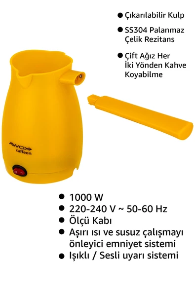 Awox Caffeen Türk Kahvesi Makinesi Elektrikli Cezve Sarı - 2