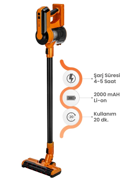 Awox Şarjlı Dikey Süpürge Kablosuz Süpürge SL596 Gri-Kırmızı - Resim 3