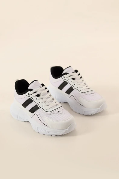 Albishoes Kadın Yüksek Taban 4 CM Yazlık Fileli Hafif Rahat Taban Sneaker Kalın Taban Spor Ayakkabı - 4