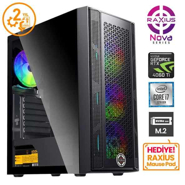 RaXius Nova G1 i7 406T-27F20F i7-12700F 32GB 1TBSSD+1TBSSD RTX4060Ti W11P Gaming Masaüstü Bilgisayar - 2