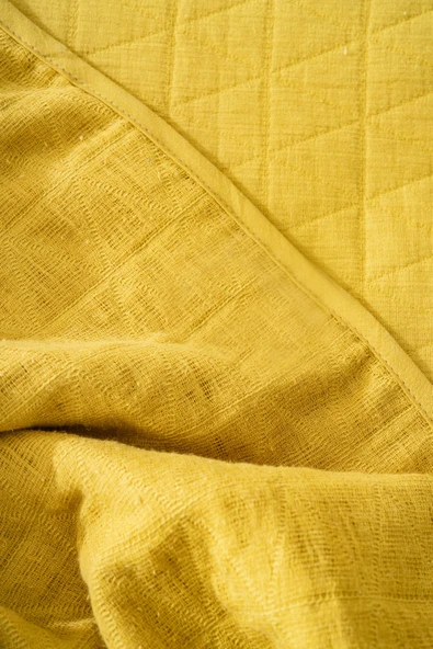 Rivaİstanbul Orella Sarı Çift Kişilik Jakarlı Yatak Örtüsü Takımı 3 Parça Uyku Seti - Resim 5