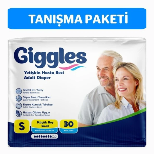 Giggles Yetişkin Bel Bantlı Hasta Bezi Small 30'lu 1 Paket 30 Adet