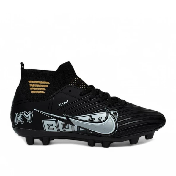 Twingo 590 Siyah Gümüş Erkek Krampon Futbol Ayakkabısı