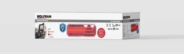 wolfram E9 Led 6 Fonksiyonlu Arka Stop Lambası Amber-Kırmızı-Beyaz 10-30V