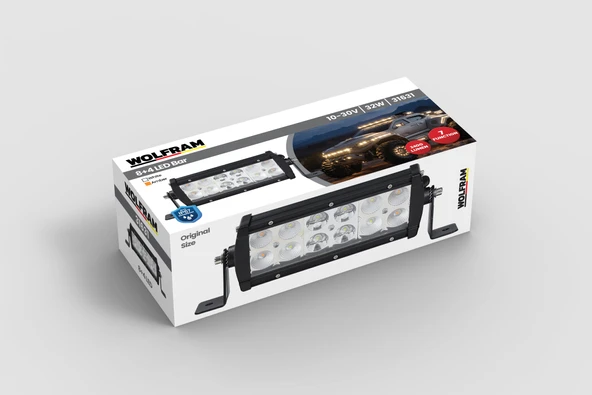wolfram Led Bar Beyaz Işık + Amber Işık 7 Fonksiyon Çakarlı 19 cm 12/24V E-Belgeli 32W ürün görseli 1