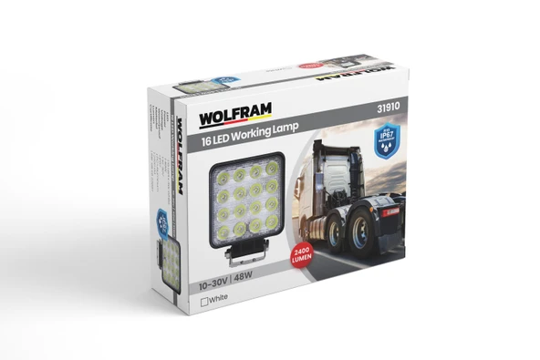wolfram Led Kare Çalışma Lambası 16 Led 12/24V E-Belgeli 48W ürün görseli 1