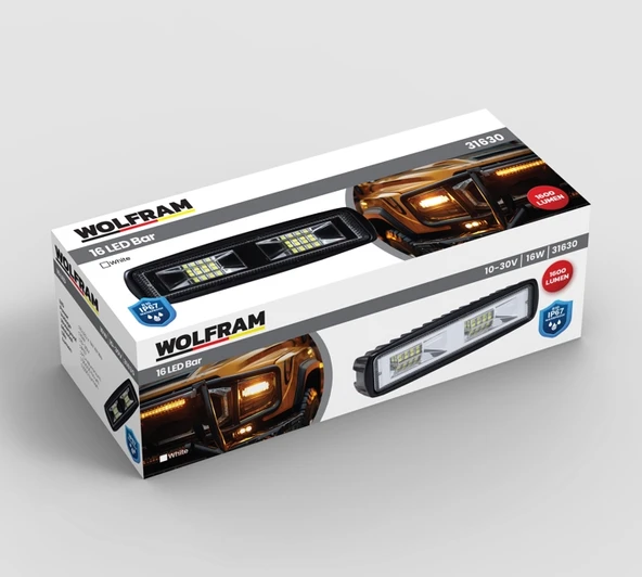 wolfram Led Gündüz Farı Alttan Bağlantı Dikdörtgen 12/24V E-Belgeli 16W