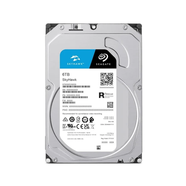 Seagate 6 TB SATA 3.0 5900 RPM 3.5" SkyHawk ST6000VX009 Güvenlik Diski
