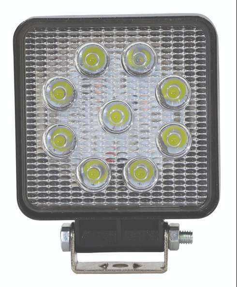 wolfram Led Kare Çalışma Lambası 9 Led Beyaz Işık + Kırmızı Stop Fonksiyonlu 10/30V E-Belgeli 27+6W - 2