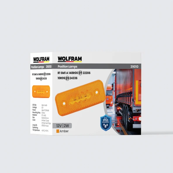 wolfram Side Marker Yan Pozisyon Lambası Amber Renk Led 12V 2W E9-R10 Belgeli