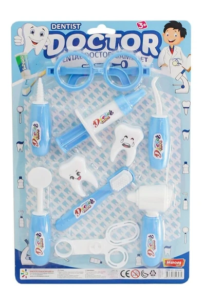 ERN-897 Heroes Toys Kartela Erkek Dişçi Oyun Seti - Renkli Renk