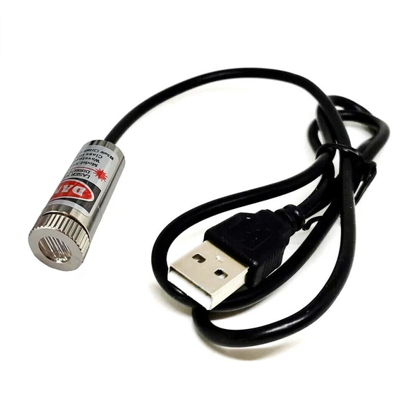 Usb Kablolu 5mW 650nm Kırmızı Çizgi Lazer Modül 1 Metre Kablo Lens ile Odak Ayarlı 12mm Çap İşaretleyici Gösterge - 7