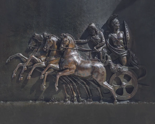 3 Boyutlu Kabartma Rofye Roma Atlı Şovalye Heykel Duvar Kağıdı - Resim 7