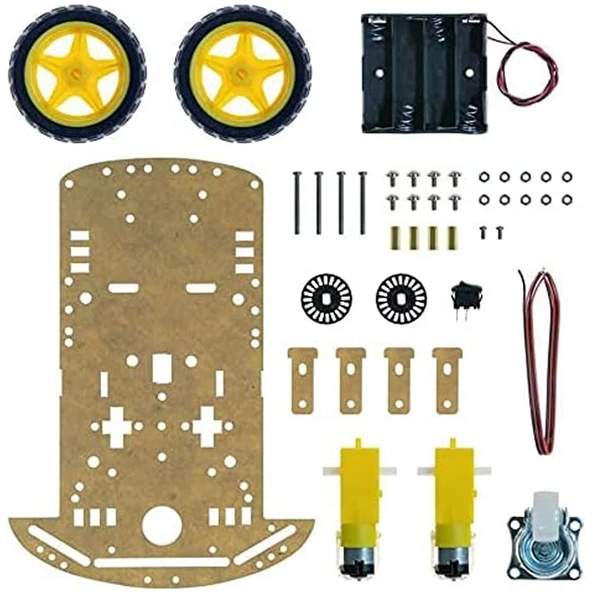 Demonte 2WD Akıllı Robot Araba Şasi Kiti DIY Pleksi Tekerlek Motor Çizgi İzleyen Engelden Kaçma Labirent Uzaktan Kumandalı Araç - 3
