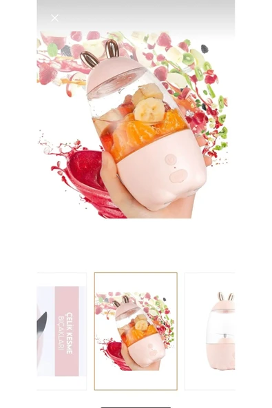 Melistansu Şarj Edilebilir Taşınabilir Tavşan Usb Bardak Meyve Sıkacağı Blender Mikser Bardak - 3