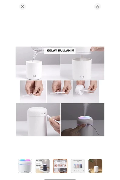 Melis Melistansu 300 ml Ultrasonik Hava Nemlendirici Işıklı Buhar Makinesi ve Aroma Difüzörü - 3