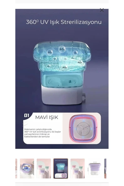 Melistansu Portatif Taşınabilir Katlanabilir Mini Çamaşır Makinesi (HEDİYELİ) - 5