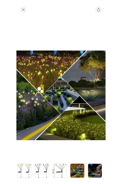 Melistansu Melistansu Ateş Böceği Modeli Sarı Renkli 6 Dal Işık Buketi Bahçe Solar Güneş Enerjili Su Geçirmez - Resim 4