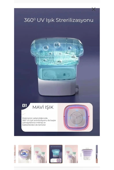 Melistansu Portatif Taşınabilir Katlanabilir Mini Çamaşır Makinesi (HEDİYELİ) - 2