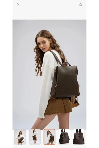 Melistansu Soft Deri Desenli Kadın Büyük Boy Sırt Çantası (Yurtdışından) - Resim 3