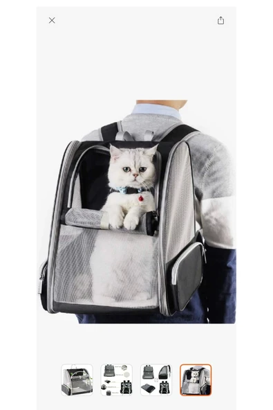 Melistansu Evcil Hayvanlar Için Pet Sırt Çantası - Gri (Yurt Dışından) - Resim 4