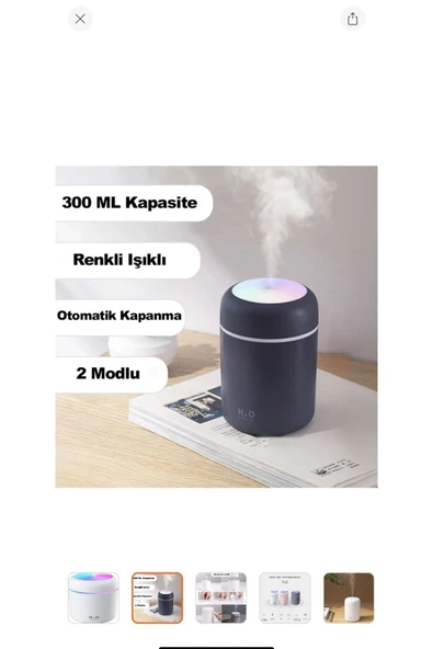 Melis Melistansu 300 ml Ultrasonik Hava Nemlendirici Işıklı Buhar Makinesi ve Aroma Difüzörü - 2