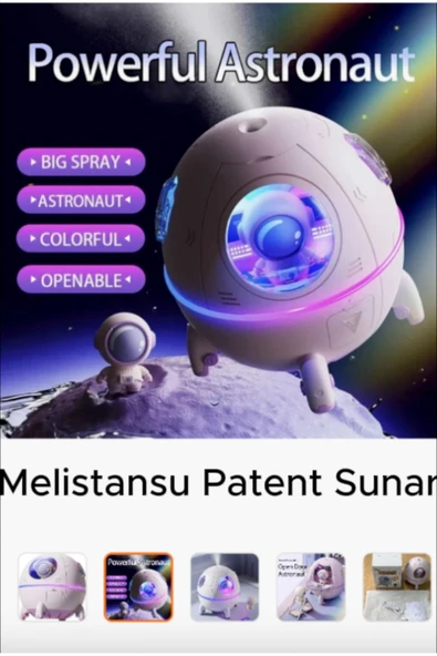 Melistansu Masa Üstü USB Astronot Hava Nemlendiricisi ve Gece Işığı 220ML Renkli LED Light - 4
