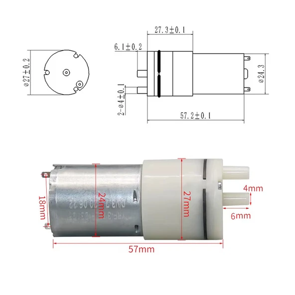 3V Mini Hava Pompası 60KPa 2.4l/dakika Akvaryum Medikal Basınç Gaz Tank Oksijen Motor Havalandırma Vakum - 5