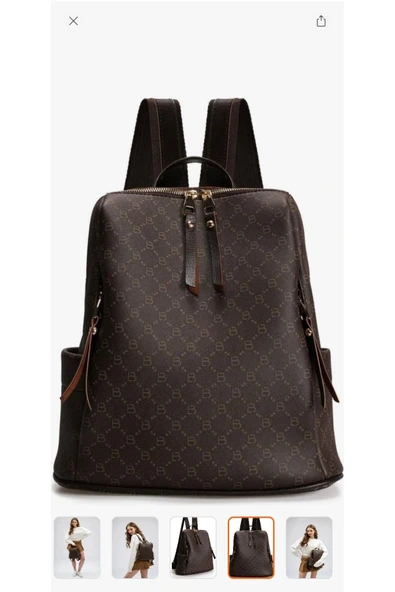 Melistansu Soft Deri Desenli Kadın Büyük Boy Sırt Çantası (Yurtdışından) - Resim 5