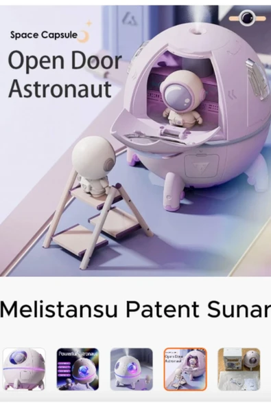 Melistansu Masa Üstü USB Astronot Hava Nemlendiricisi ve Gece Işığı 220ML Renkli LED Light - 2