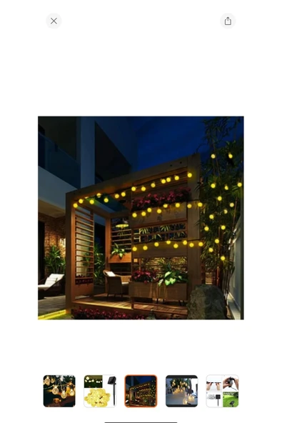 Melistansu 30 LED 6 M Güneş Enerjili Gün Işığı 8 Mod LED Bahçe Teras Balkon Ağaç Solar Aydınlatma - 3