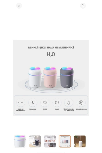 Melis Melistansu 300 ml Ultrasonik Hava Nemlendirici Işıklı Buhar Makinesi ve Aroma Difüzörü - 4