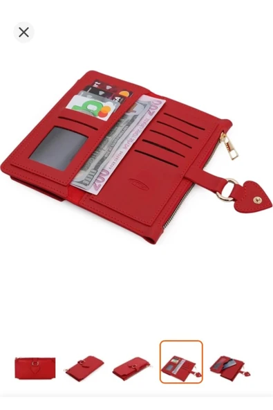 Melistansu Melis Tansu Soft Yumuşak Deri Cep Telefon Bölmeli Trend Kadın Cüzdan Kalp Detaylı (Yurt Dışından) - Resim 4