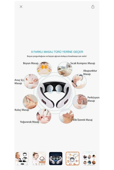 Melistansu Servikal Masaj Boyun Omuz Masaj Aleti - USB Şarjlı - - Resim 4