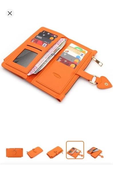 Melistansu Melis Tansu Soft Yumuşak Deri Cep Telefon Bölmeli Trend Kadın Cüzdan Kalp Detaylı (Yurt Dışından) - Resim 4