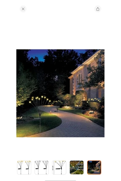 Melistansu Melistansu Ateş Böceği Modeli Sarı Renkli 6 Dal Işık Buketi Bahçe Solar Güneş Enerjili Su Geçirmez - Resim 5