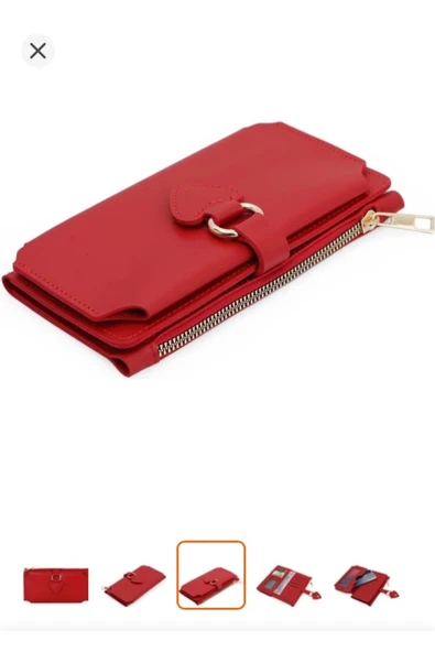 Melistansu Melis Tansu Soft Yumuşak Deri Cep Telefon Bölmeli Trend Kadın Cüzdan Kalp Detaylı (Yurt Dışından) - Resim 3