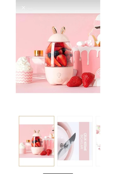 Melistansu Şarj Edilebilir Taşınabilir Tavşan Usb Bardak Meyve Sıkacağı Blender Mikser Bardak