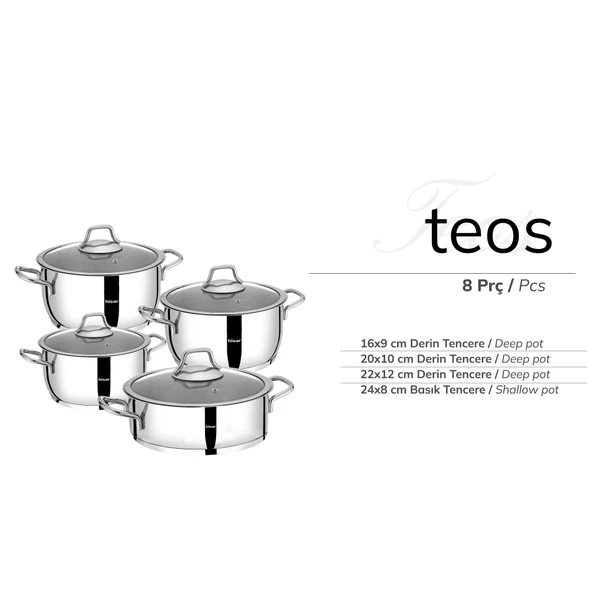 HİSAR TEOS 8 PARÇA ÇELİK TENCERE SETİ - 4