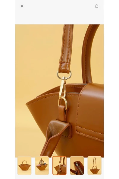 Melistansu Lüks Yumuşak Deri Asimetrik Kesim Çapraz Askılı Kova Modeli Omuz Çantası (Yurtdışından) - 5