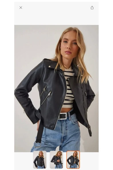 Melistansu Melis Tansu Kadın Giyim Fit Deri Ceket - 3