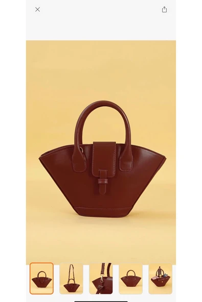 Melistansu Lüks Yumuşak Deri Asimetrik Kesim Çapraz Askılı Kova Modeli Omuz Çantası (Yurtdışından) - 2